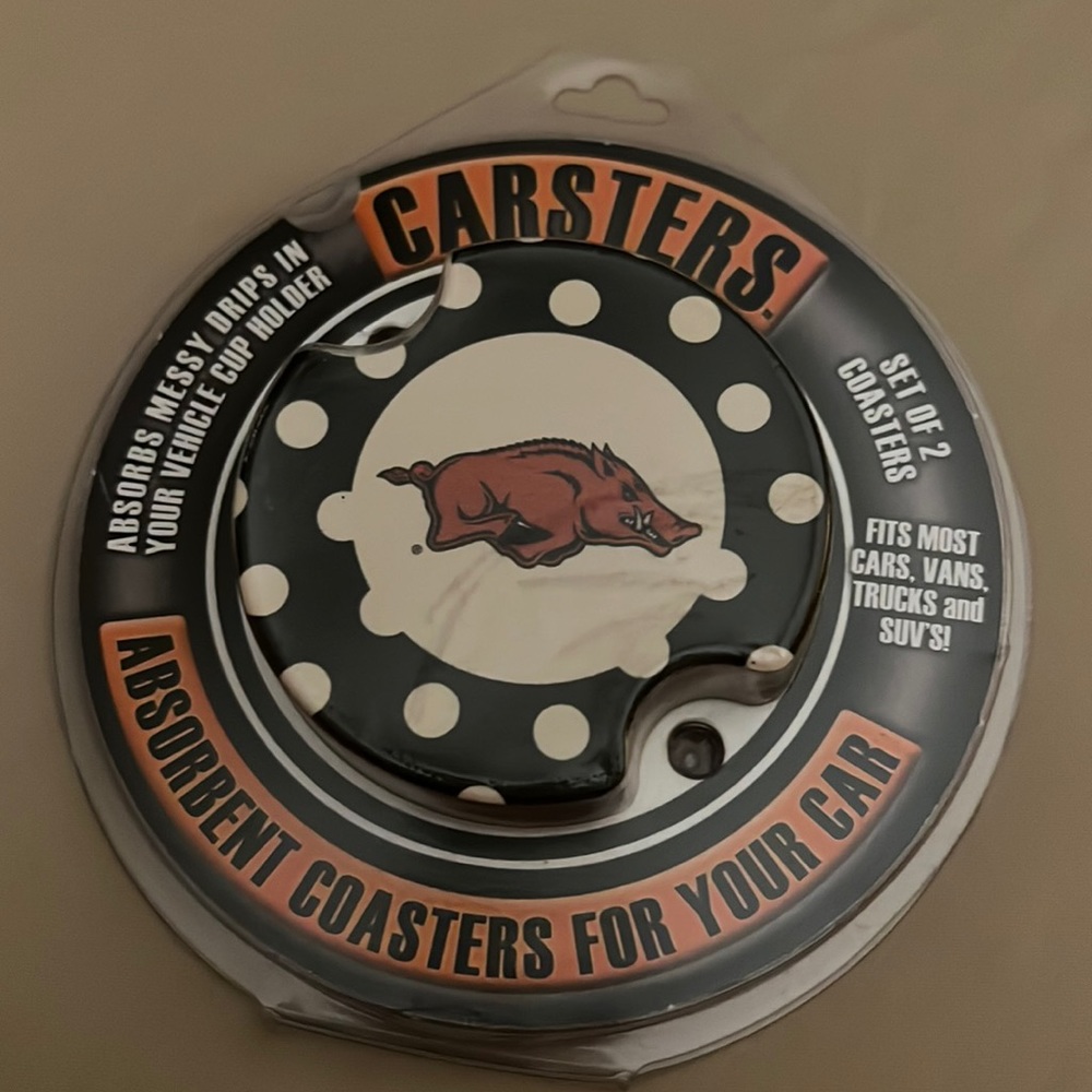 Stoneware Car Cupholder Razorback Coasters